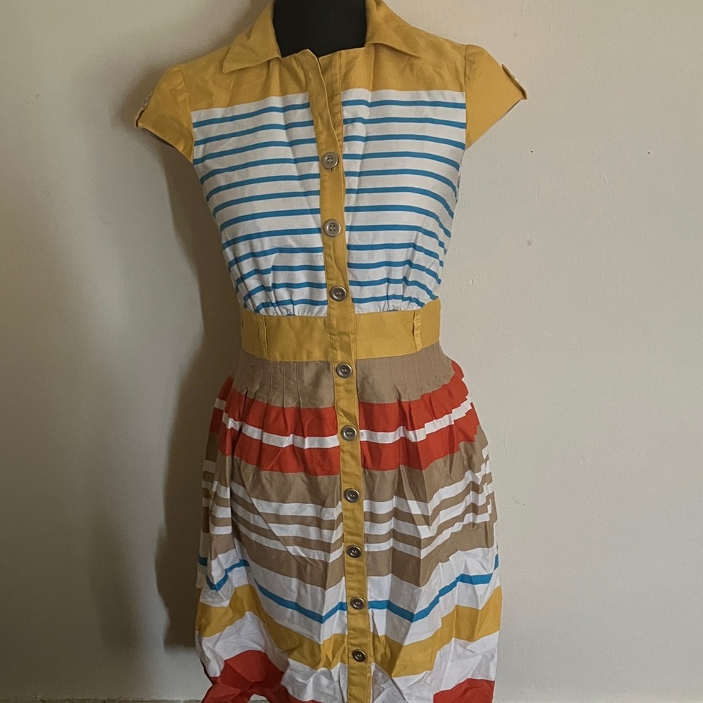 Chetta B Multicolor Striped Midi Dress